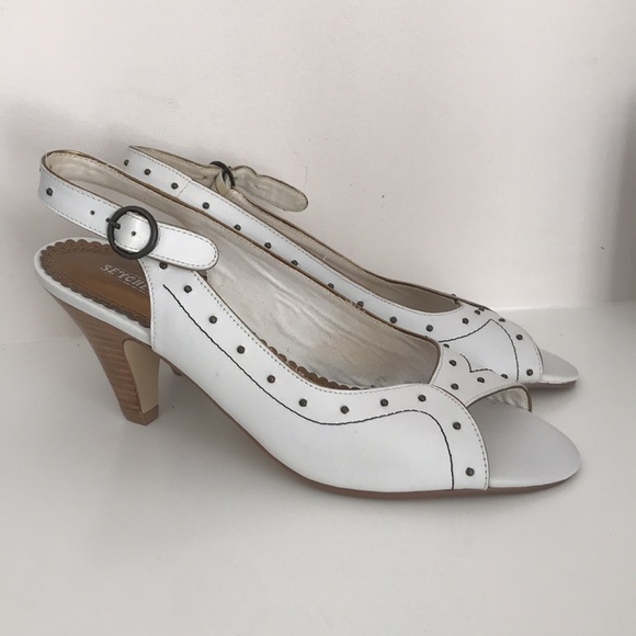 White Western Leather Heels - Picture 1 of 6